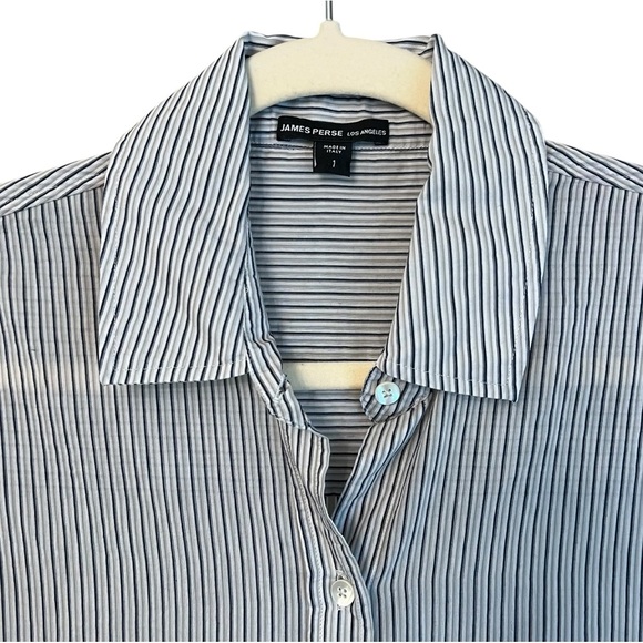James Perse Los Angeles Shirt Dress Grey Stripe 1 Small Minimalist Contemporary - Picture 3 of 7